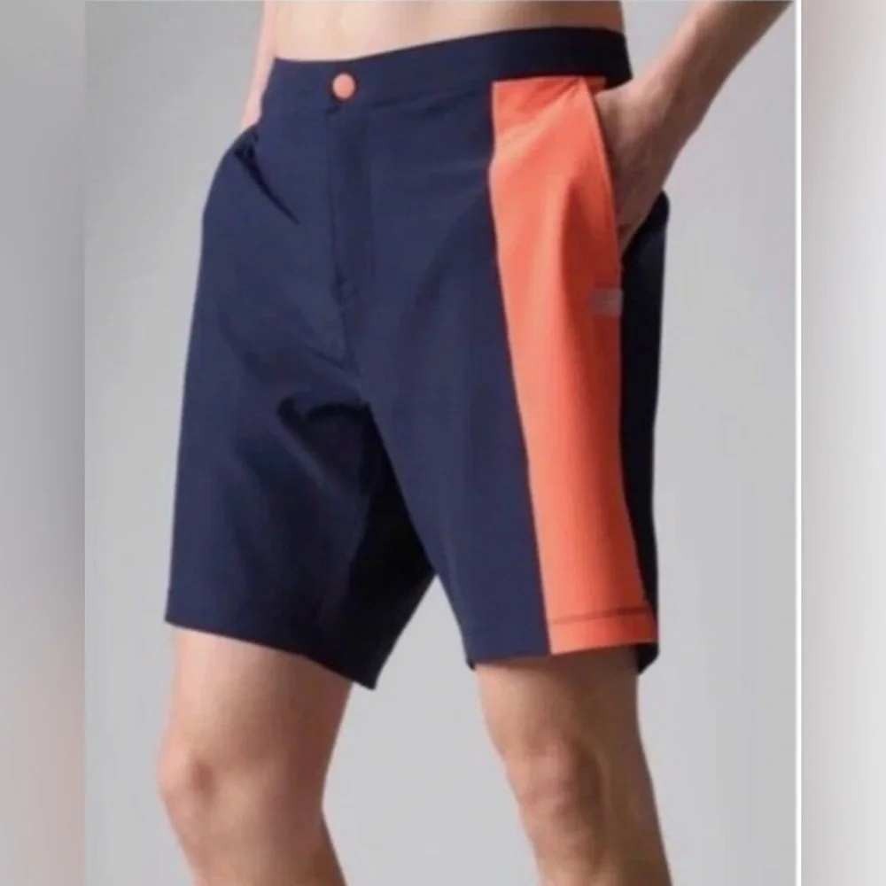 Rhone Barrier Lined 7"‎ Swim Shorts Navy Orange Colorblock Mens Medium NWT